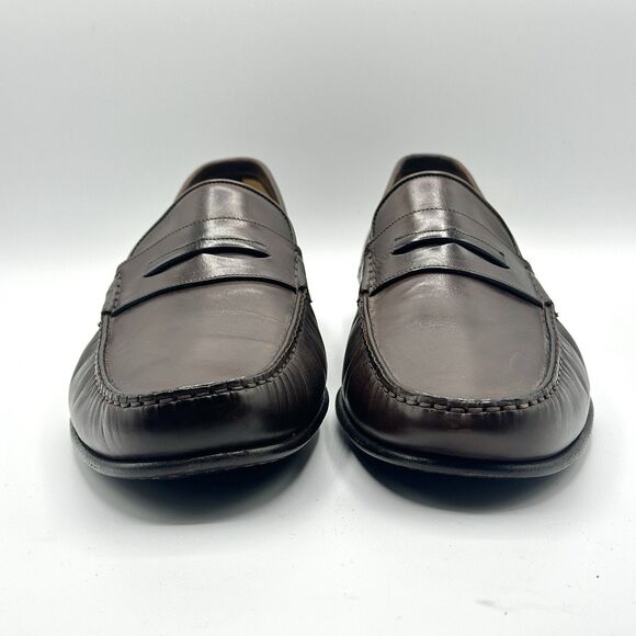 Santoni Dress Loafers 13D Dark Brown Leather Penny Luxury Business Made In Italy main image 12